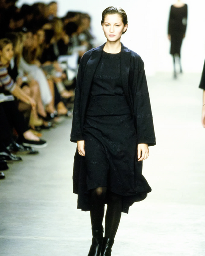 Vintage F/W 1998 Calvin Klein Collection Textured Wool Runway Coat / S