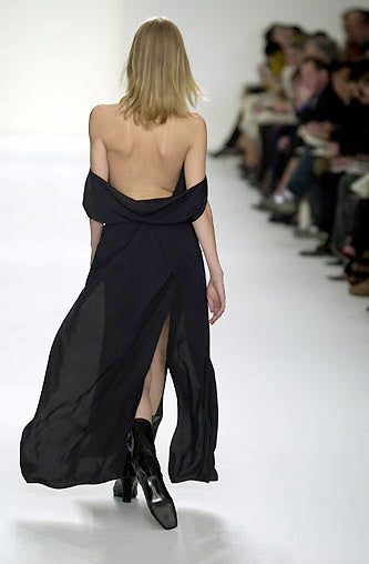 Vintage F/W 2001 Calvin Klein Collection Long Black Silk Dress Runway Gown / S-M