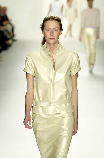 Vintage S/S 2001 Calvin Klein Collection Beige Suede Jacket Skirt Set / M