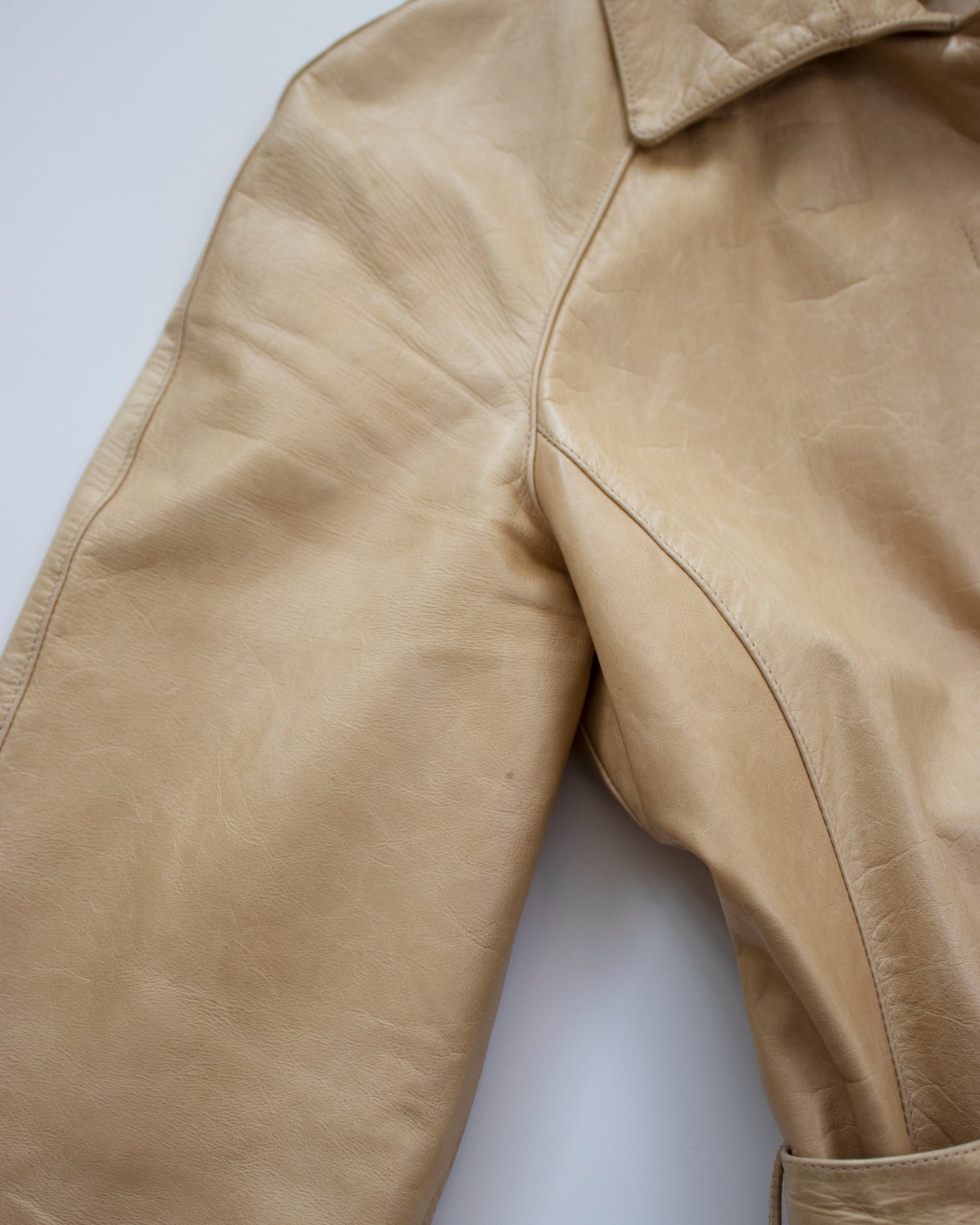 Vintage F/W 1999 Calvin Klein Collection Tan Leather Trench Coat / XS-S