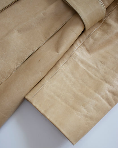Vintage F/W 1999 Calvin Klein Collection Tan Leather Trench Coat / XS-S